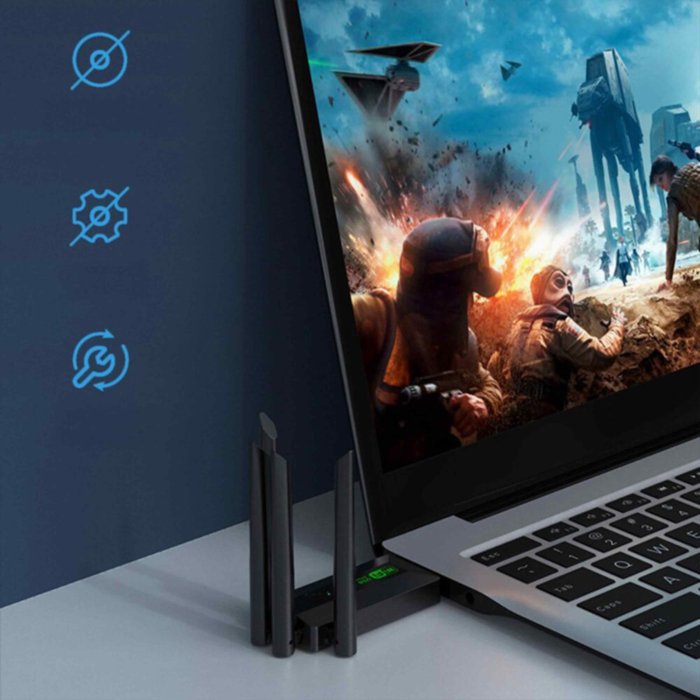 Adaptor Wi-Fi VarioShop®, Dual Band 1300 Mbps USB 3.0, Retea 2.4G si 5G, Conexiune Rapida si Stabila pentru Laptop si PC, 4 antene, Negru [7]