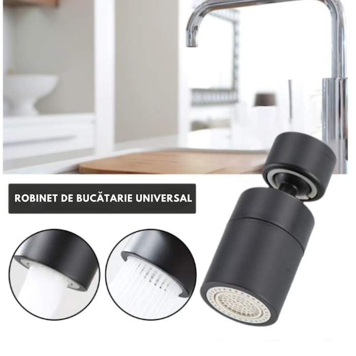 Aerator apa pivotant VarioShop®, functie economizor, filtrare, miez ceramic, doua moduri dus/bule, dimensiune M22 mama, debit 4.5 L/min, cromat, Negru [7]