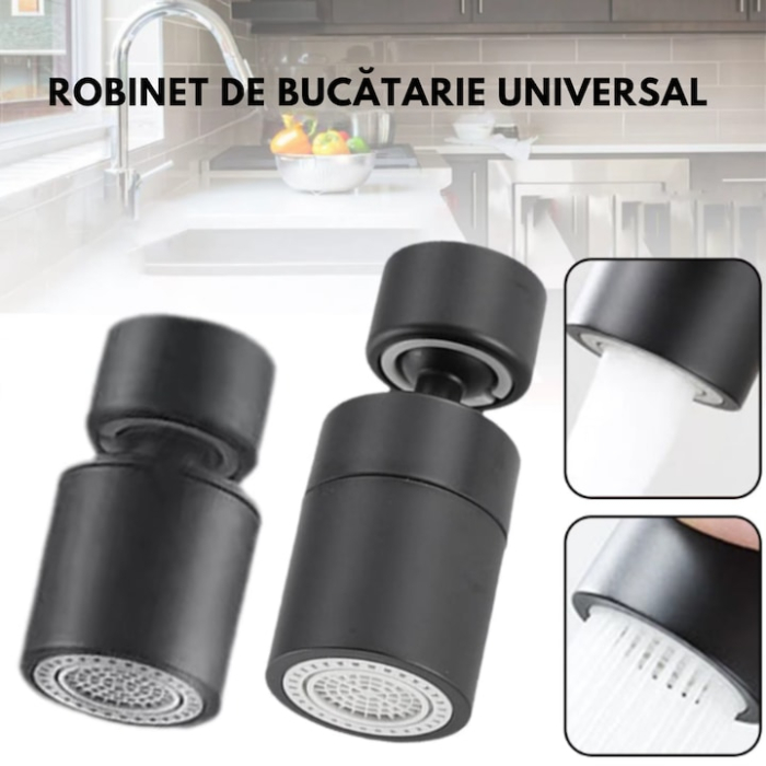 Aerator apa pivotant VarioShop®, functie economizor, filtrare, miez ceramic, doua moduri dus/bule, dimensiune M22 mama, debit 4.5 L/min, cromat, Negru [5]