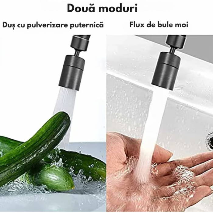 Aerator apa pivotant VarioShop®, functie economizor, filtrare, miez ceramic, doua moduri dus/bule, dimensiune M22 mama, debit 4.5 L/min, cromat, Negru [6]