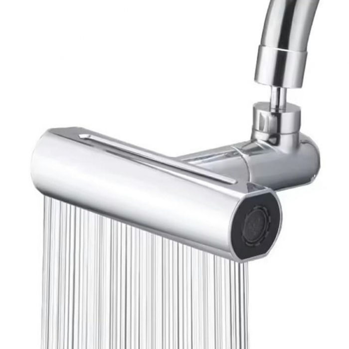 Aerator pentru robinet VarioShop®, 4 moduri de dispersie a apei, rotire 360 grade, filet extermior M22, brat rotativ, 13x12.5cm, Argintiu [13]