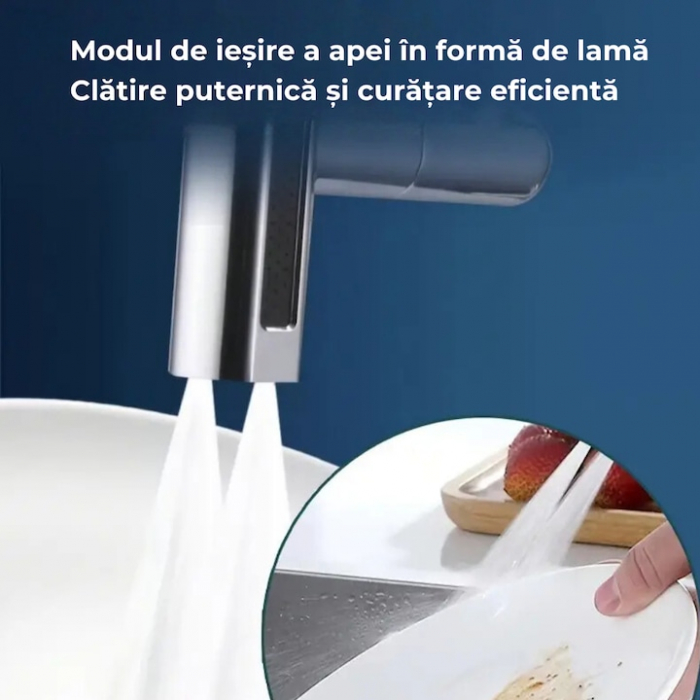 Aerator pentru robinet VarioShop®, 4 moduri de dispersie a apei, rotire 360 grade, filet extermior M22, brat rotativ, 13x12.5cm, Argintiu [3]