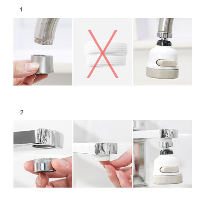 Aerator Robinet de Bucatarie Perlator 3 in 1 VarioShop®, Instalare Usoara, 3 Moduri de Pulverizare, Filet Universal, 24 mm, Crem [19]