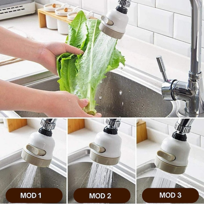 Aerator Robinet de Bucatarie Perlator 3 in 1 VarioShop®, Instalare Usoara, 3 Moduri de Pulverizare, Filet Universal, 24 mm, Crem [5]
