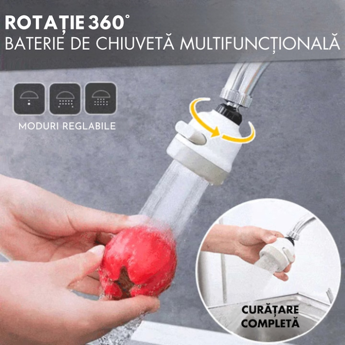 Aerator Robinet de Bucatarie Perlator 3 in 1 VarioShop®, Instalare Usoara, 3 Moduri de Pulverizare, Filet Universal, 24 mm, Crem [3]