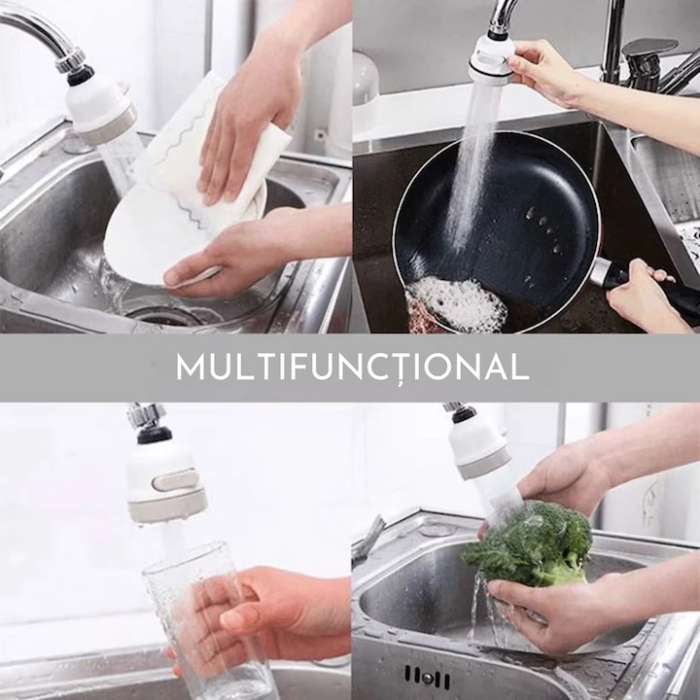 Aerator Robinet de Bucatarie Perlator 3 in 1 VarioShop®, Instalare Usoara, 3 Moduri de Pulverizare, Filet Universal, 24 mm, Crem [6]