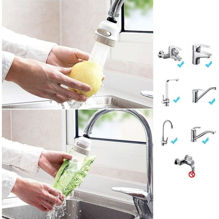 Aerator Robinet de Bucatarie Perlator 3 in 1 VarioShop®, Instalare Usoara, 3 Moduri de Pulverizare, Filet Universal, 24 mm, Crem [18]
