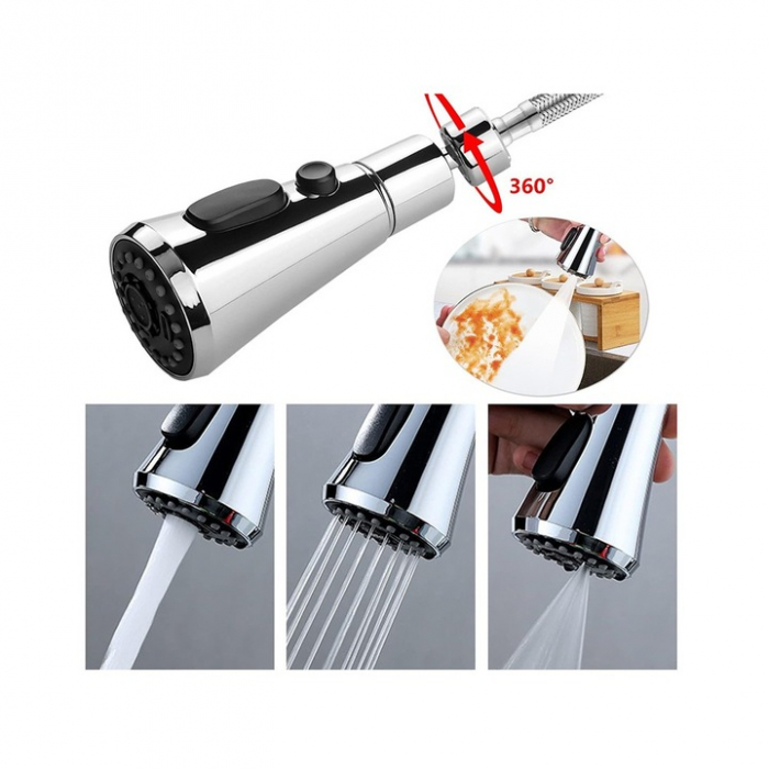 Aerator robinet pivotant VarioShop®, Universal, 3 Moduri de Pulverizare, Filet G1/2, Rotire 360°, Economisirea Apei, Flexibil, Instalare Usoara, Argintiu [12]