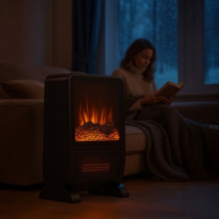 Aeroterma electrica cu efect de semineu 3D VarioShop®, 2000W, flacara realista, incalzire rapida, telecomanda, timer 1–8h, protectie la supraincalzire [9]