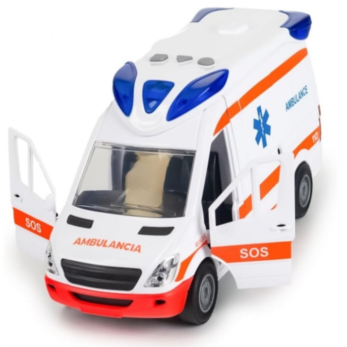 Ambulanta Interactiva VarioShop®, cu Efecte Luminoase si Sonore, Usi Mobile, Targa Pliabila, Alimentare cu Baterii, Stimuleaza Imaginatia, 25 x 12 x 8 cm, Alb [6]