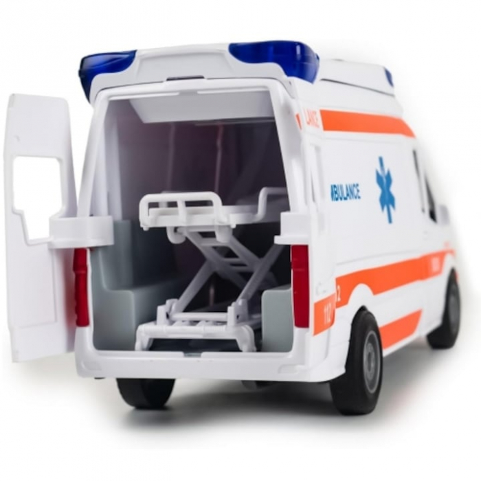 Ambulanta Interactiva VarioShop®, cu Efecte Luminoase si Sonore, Usi Mobile, Targa Pliabila, Alimentare cu Baterii, Stimuleaza Imaginatia, 25 x 12 x 8 cm, Alb [4]