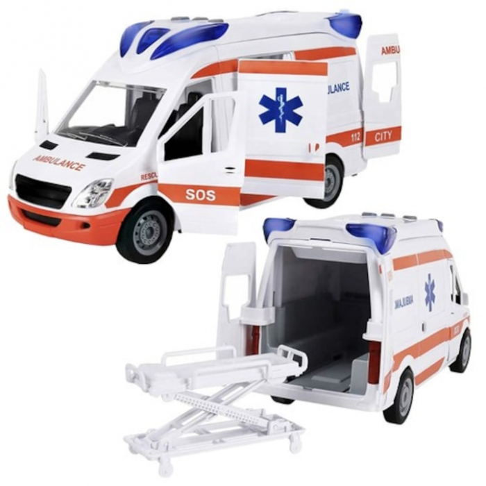 Ambulanta Interactiva VarioShop®, cu Efecte Luminoase si Sonore, Usi Mobile, Targa Pliabila, Alimentare cu Baterii, Stimuleaza Imaginatia, 25 x 12 x 8 cm, Alb [7]