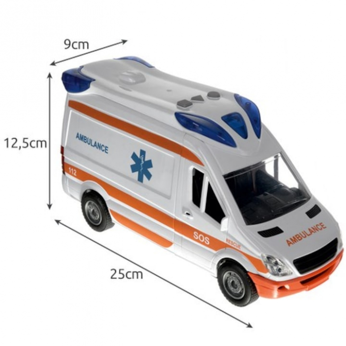 Ambulanta Interactiva VarioShop®, cu Efecte Luminoase si Sonore, Usi Mobile, Targa Pliabila, Alimentare cu Baterii, Stimuleaza Imaginatia, 25 x 12 x 8 cm, Alb [3]
