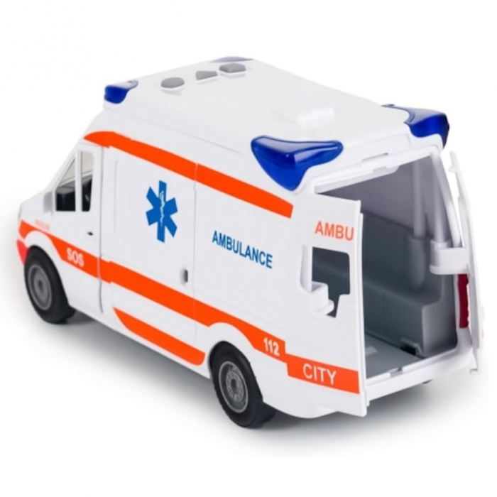 Ambulanta Interactiva VarioShop®, cu Efecte Luminoase si Sonore, Usi Mobile, Targa Pliabila, Alimentare cu Baterii, Stimuleaza Imaginatia, 25 x 12 x 8 cm, Alb [5]