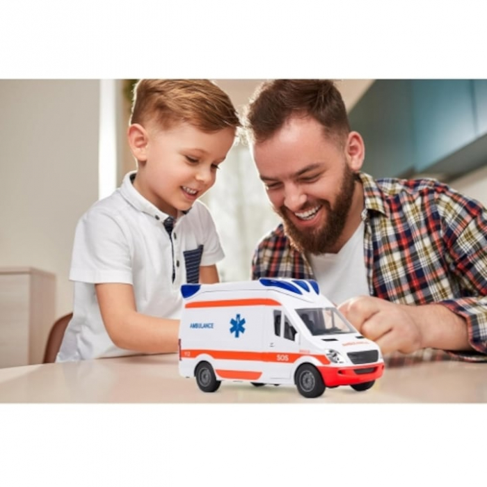 Ambulanta Interactiva VarioShop®, cu Efecte Luminoase si Sonore, Usi Mobile, Targa Pliabila, Alimentare cu Baterii, Stimuleaza Imaginatia, 25 x 12 x 8 cm, Alb [2]