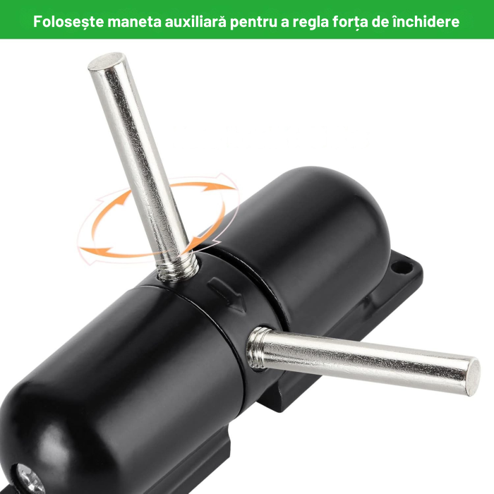 Amortizor usa inchidere automata VarioShop®, universal, pentru usi de pana la 60 kg, montaj simplu, reglare viteza, kit complet inclus, negru [21]