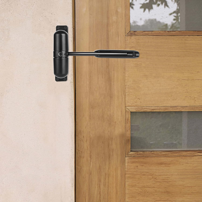 Amortizor usa inchidere automata VarioShop®, universal, pentru usi de pana la 60 kg, montaj simplu, reglare viteza, kit complet inclus, negru [9]