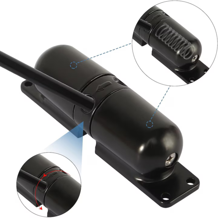 Amortizor usa inchidere automata VarioShop®, universal, pentru usi de pana la 60 kg, montaj simplu, reglare viteza, kit complet inclus, negru [12]