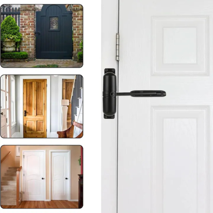 Amortizor usa inchidere automata VarioShop®, universal, pentru usi de pana la 60 kg, montaj simplu, reglare viteza, kit complet inclus, negru [7]