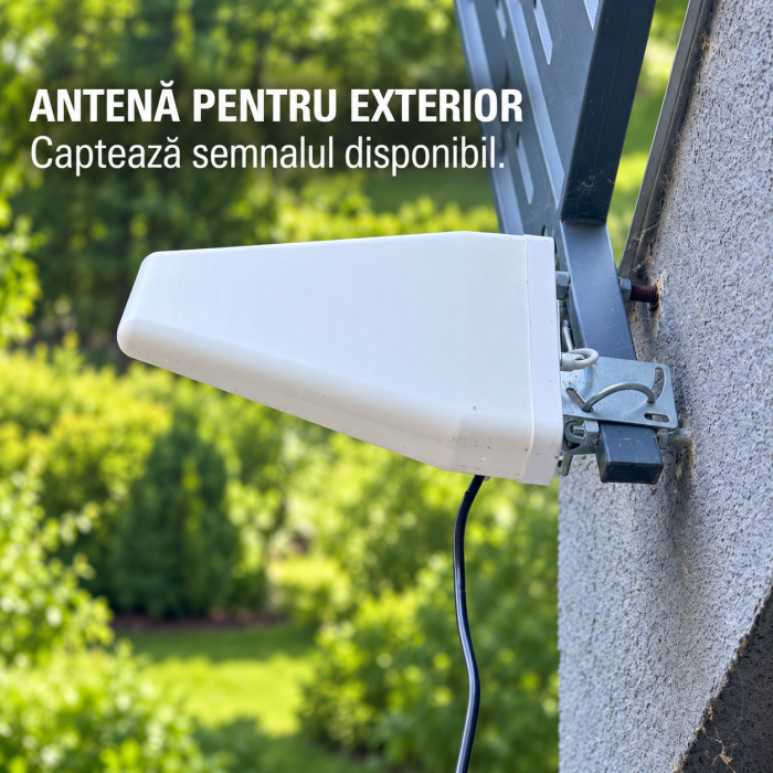 Amplificator semnal GSM VarioShop®, pentru interior, cu antena exterioara LPDA 20 dBi, antena interioara 5 dBi, afisaj LCD, cablu 10 m, alimentator 12V, negru [7]
