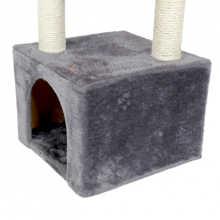 Ansamblu de joaca pentru pisici VarioShop®, 5 niveluri, suport ascutit gheare, jucarie soricel, tunel de joaca, loc de dormit, stalpi pentru zgariat, platforma suspendata, confortabil si compact, 90x3 [2]