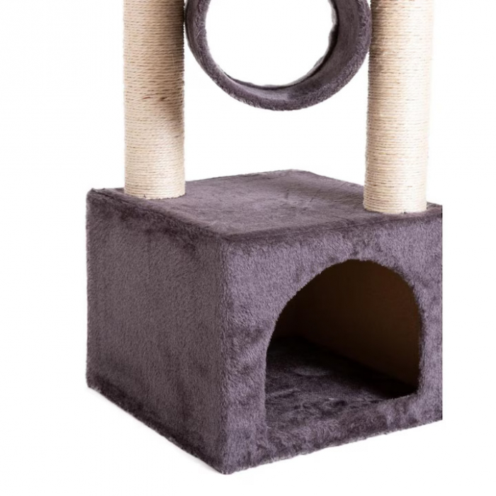 Ansamblu de joaca pentru pisici VarioShop®, 5 niveluri, suport ascutit gheare, jucarie soricel, tunel de joaca, loc de dormit, stalpi pentru zgariat, platforma suspendata, confortabil si compact, 90x3 [6]