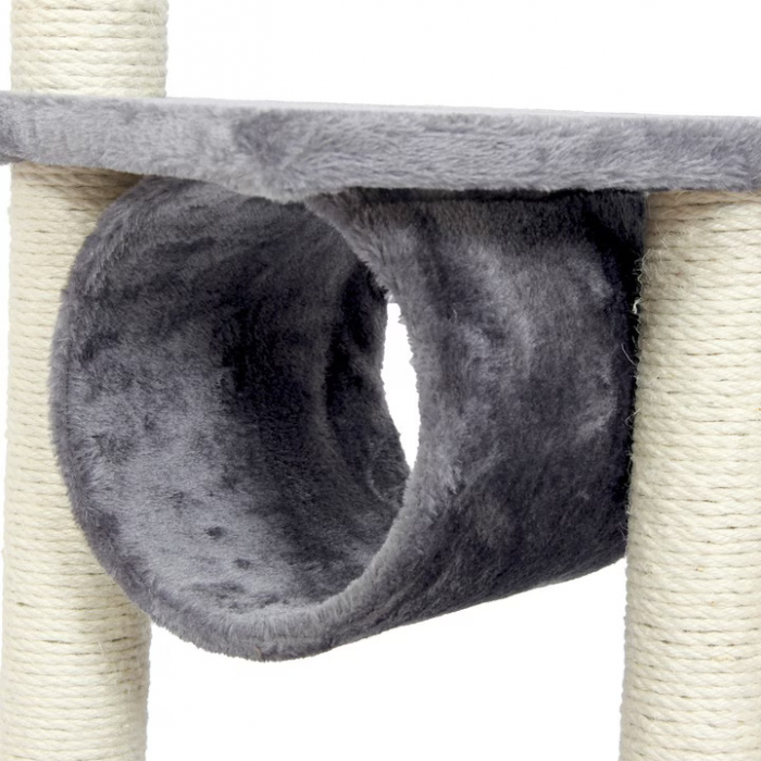 Ansamblu de joaca pentru pisici VarioShop®, 5 niveluri, suport ascutit gheare, jucarie soricel, tunel de joaca, loc de dormit, stalpi pentru zgariat, platforma suspendata, confortabil si compact, 90x3 [4]