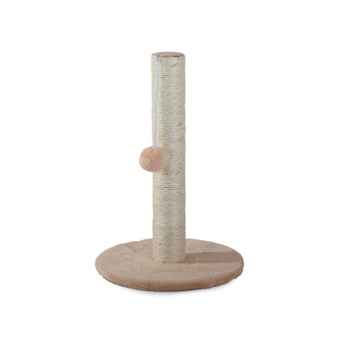Ansamblu de joaca si zgariat pentru pisici VarioShop®, minge din plus, baza moale, constructie stabila, design compact, 43 x 30 cm, Bej [5]