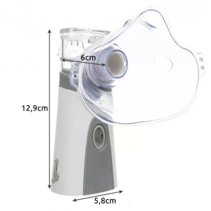 Aparat aerosoli tip nebulizator cu ultrasunete pentru copii si adulti VarioShop®, ultra silentios, 2 moduri alimenare, 2 masti, saculet depozitare, cablu USB alimentare, alb [3]