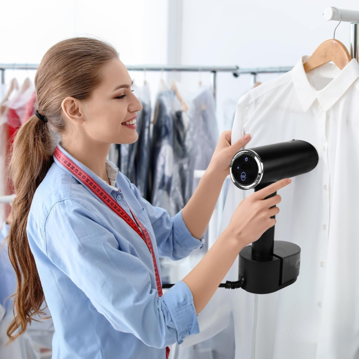 Aparat de calcat cu abur 2500W, 3 trepte abur, debit abur pana la 25 g/min, calcare uscata si cu abur, rezervor detasabil 300 ml, ecran tactil, oprire automata, talpa teflon, negru [2]