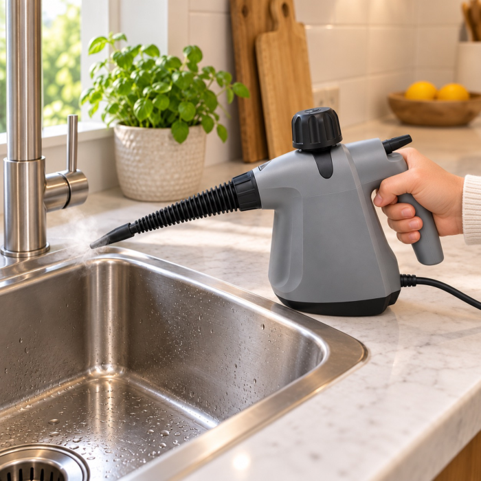 Aparat de curatat cu abur multifunctional VarioShop®, cu 11 accesorii, portabil, curatare fara detergenti, 1500 W, presiune maxima 3 bari, rezervor 350 ml, gri-negru [10]