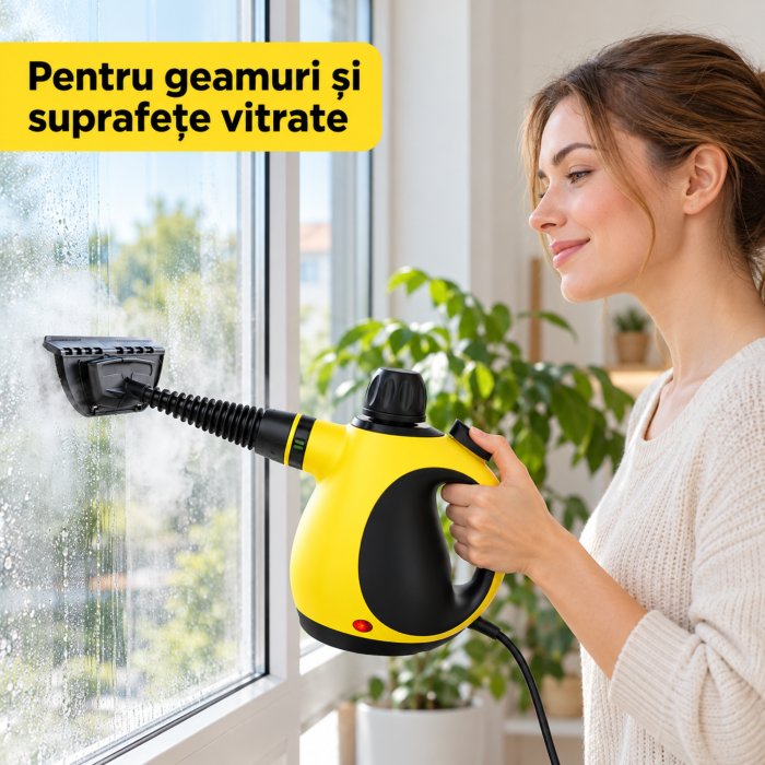 Aparat de curatat cu abur VarioShop®, pentru geamuri, rosturi si tapiterie, portabil, accesorii, presiune 3 bari, 1000 W, rezervor 350 ml, galben-negru [3]