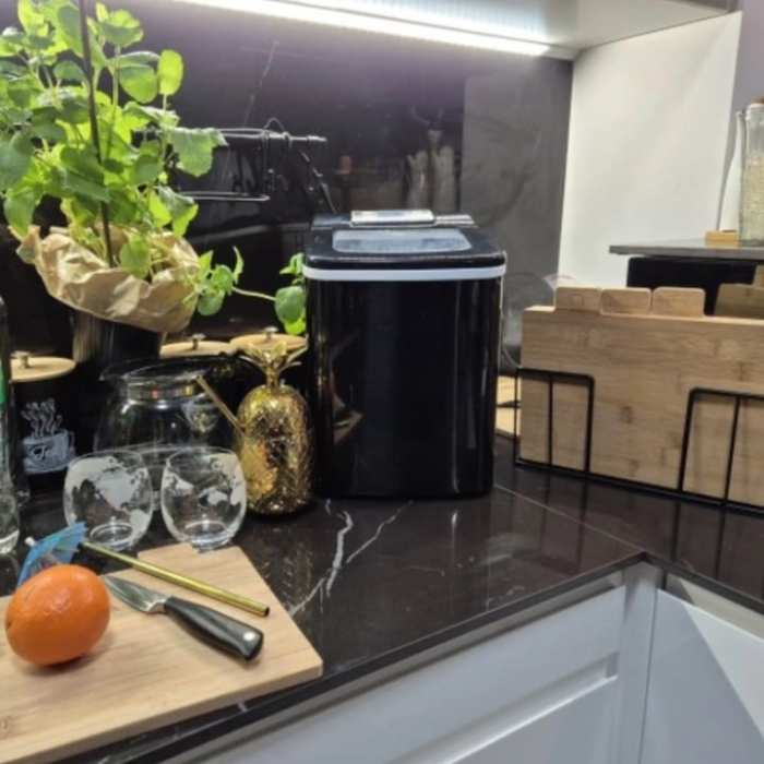 Aparat de facut cuburi de gheata VarioShop®, afisaj LED, 2 dimensiuni cuburi, 120 W, 12kg/24 h, 2 L, functie auto-curatare, compact, portabil, 32 x 30 x 22 cm, Negru [3]