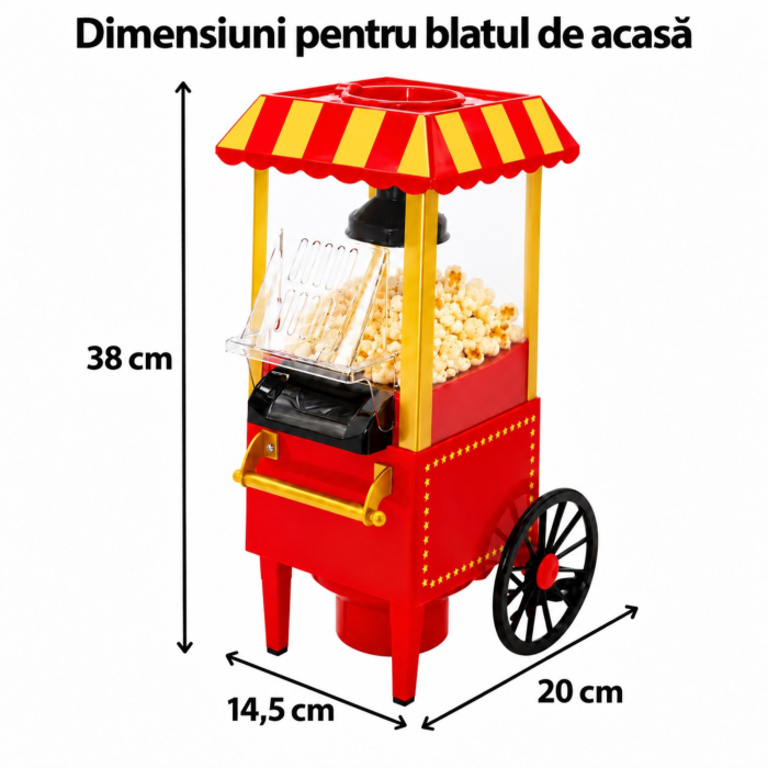 Aparat de facut popcorn VarioShop®, 1200W, preparare rapida fara ulei, pentru floricele crocante, cu aer cald, cupa dozatoare inclusa, 38 x 14,5 x 20 cm [4]