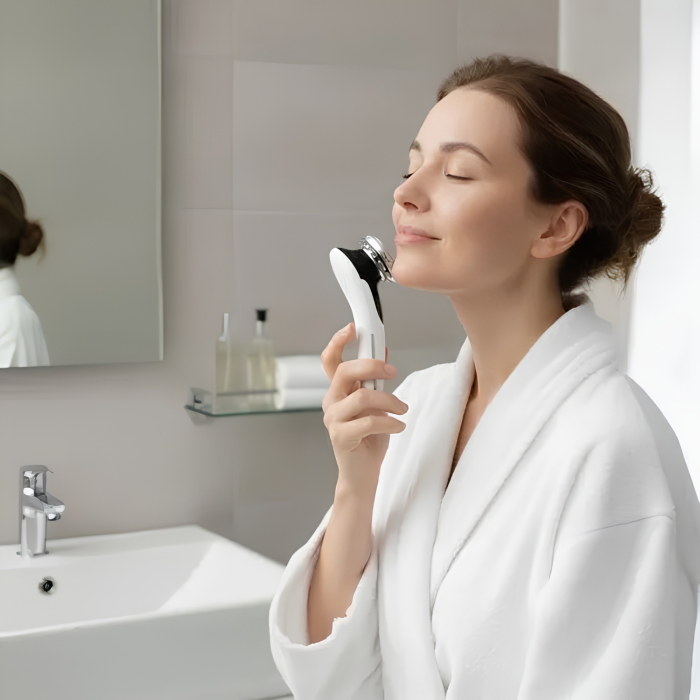 Aparat de ingrijire faciala VarioShop®, 5 in 1, wireless, cu LED, functie cald/rece, vibratii, baterie 1000 mAh, alb/negru [9]