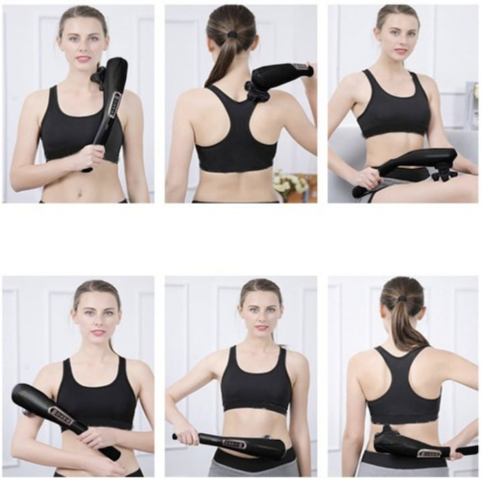 Aparat de masaj 9 in 1 VarioShop®, fara fir, pentru tonifiere, dureri musculare, relaxare, 6 capuri de masaj, 10 nivele de intensitate, 12 programe de masaj, portabil, 42 x 8 x 10 cm, Negru [6]