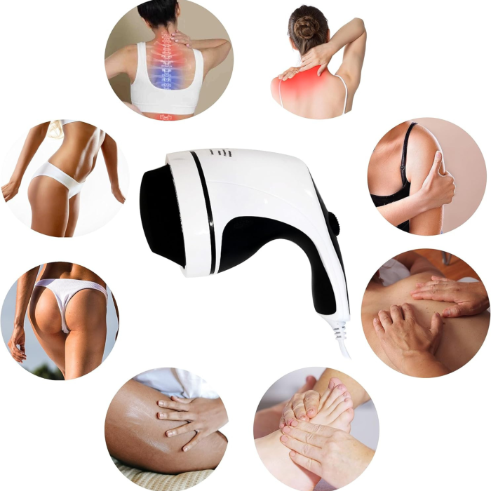 Aparat de masaj corporal anticelulitic VarioShop®, pentru abdomen, picioare și corp, cu 4 capete interschimbabile, încălzire și vibrații, 9x16x25 cm, alb/negru [6]