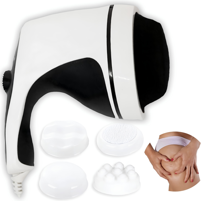 Aparat de masaj corporal anticelulitic VarioShop®, pentru abdomen, picioare și corp, cu 4 capete interschimbabile, încălzire și vibrații, 9x16x25 cm, alb/negru [8]