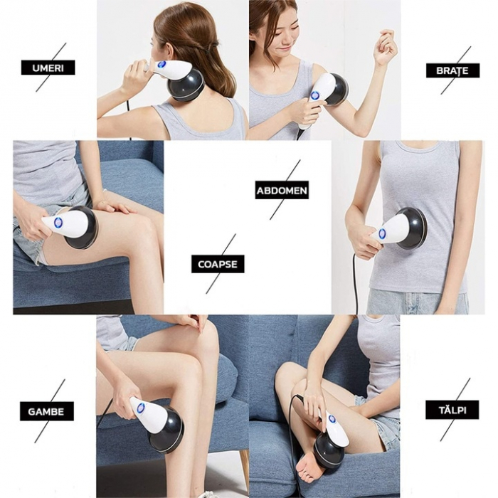Aparat de masaj profesional anticelulitic VarioShop®, Cu 9 Capete de Masaj, pentru Tonifiere, Relaxare si Slabit, Incalzire cu Infrarosu, Putere 28W, Alb/Negru [3]