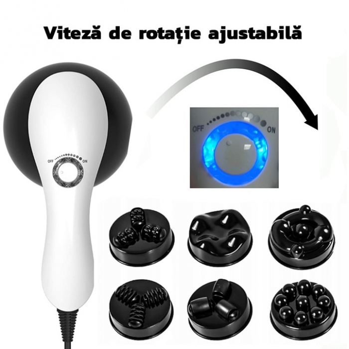 Aparat de masaj profesional anticelulitic VarioShop®, Cu 9 Capete de Masaj, pentru Tonifiere, Relaxare si Slabit, Incalzire cu Infrarosu, Putere 28W, Alb/Negru [2]