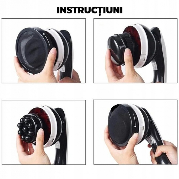 Aparat de masaj profesional anticelulitic VarioShop®, Cu 9 Capete de Masaj, pentru Tonifiere, Relaxare si Slabit, Incalzire cu Infrarosu, Putere 28W, Alb/Negru [5]