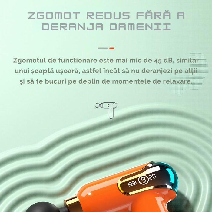 Aparat de Masaj Profesional VarioShop®, tip pistol cu 9 viteze, 4 capete interschimbabile, pentru cap/coloana/umeri/picioare, reincarcabil, putere 30W, 4200 rpm, Baterie Lithium 1500 mAh, Afisaj LED, [4]