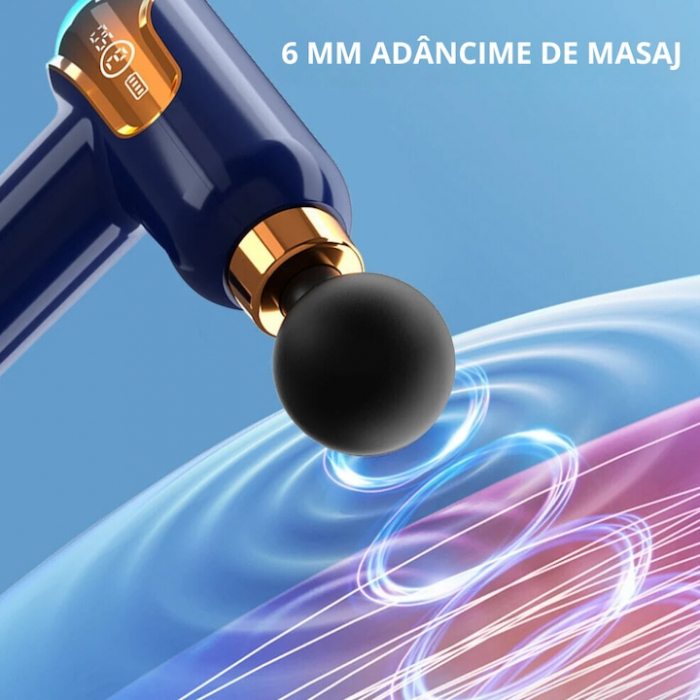 Aparat de Masaj Profesional VarioShop®, tip pistol cu 9 viteze, 4 capete interschimbabile, pentru cap/coloana/umeri/picioare, reincarcabil, putere 30W, 4200 rpm, Baterie Lithium 1500 mAh, Afisaj LED, [5]