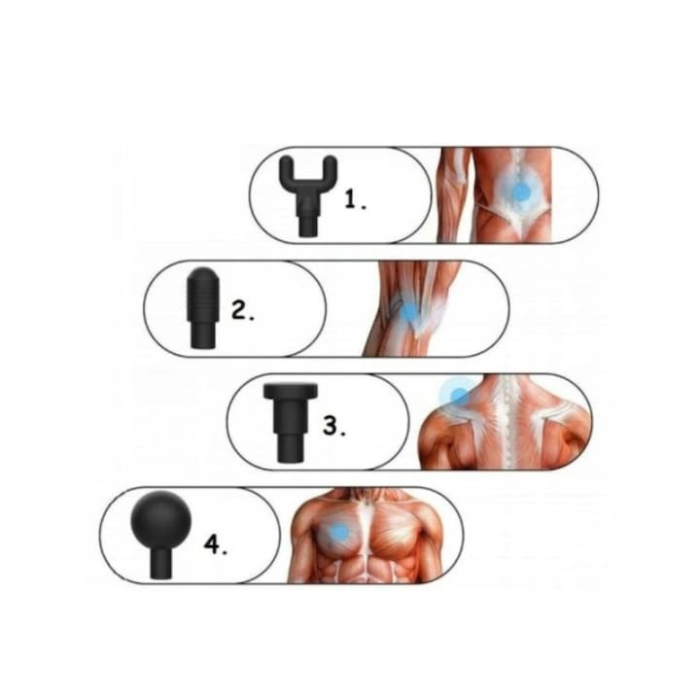 Aparat de masaj profesional VarioShop®, tip pistol, pentru corp, spate si picioare, 7 capete interschimbabile, baterie de mare capacitate, ajustare intensitate, ideal pentru relaxare musculara, Albast [7]