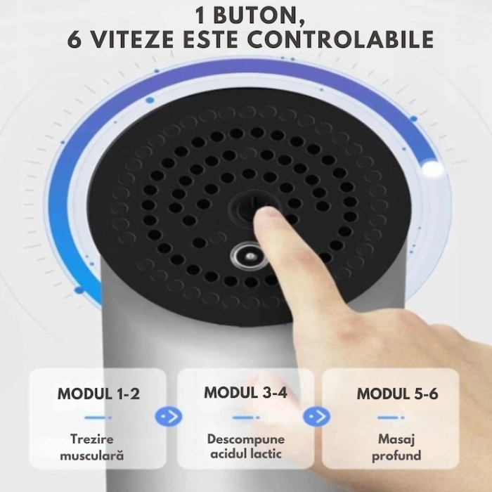 Aparat de masaj profesional VarioShop®, tip pistol, pentru corp, spate si picioare, 7 capete interschimbabile, baterie de mare capacitate, ajustare intensitate, ideal pentru relaxare musculara, Albast [2]