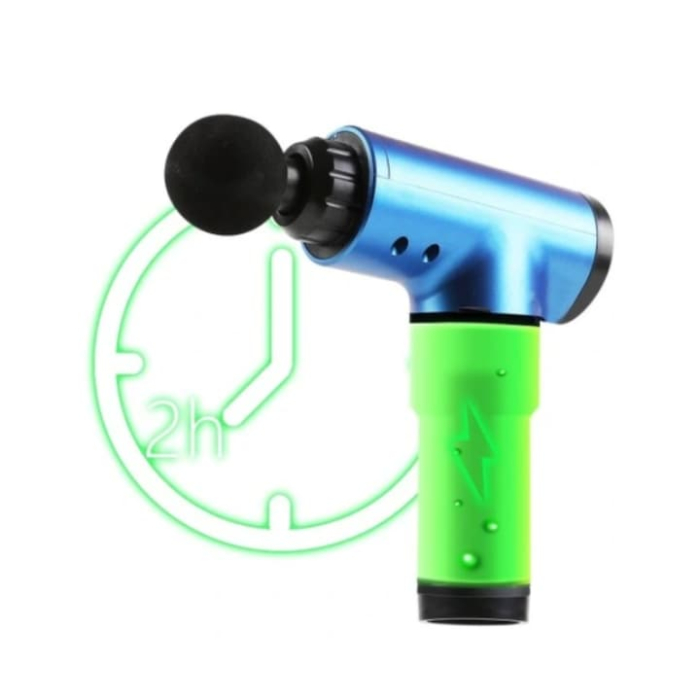 Aparat de masaj profesional VarioShop®, tip pistol, pentru corp, spate si picioare, 7 capete interschimbabile, baterie de mare capacitate, ajustare intensitate, ideal pentru relaxare musculara, Albast [8]