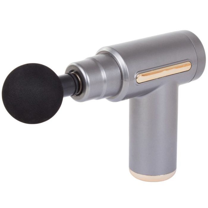 Aparat de masaj tip pistol VarioShop®, 4 capete, 6 viteze, baterie 1800 mAh, pentru relaxare musculară, gri [10]