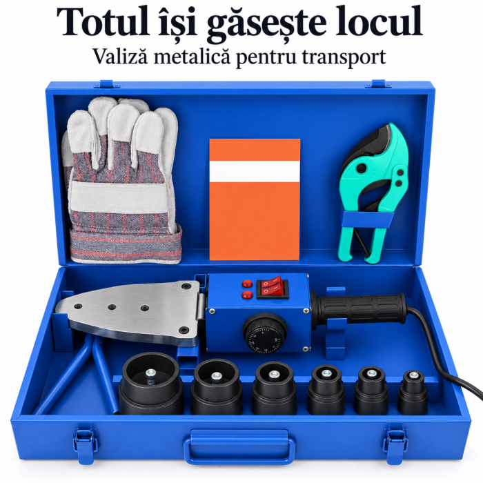 Aparat de sudura tevi VarioShop®, prin polifuziune, putere maxima 2720W, 7 matrite 16-63 mm, termostat 0-300°C, incalzire dubla independenta, accesorii si cutie metalica [4]