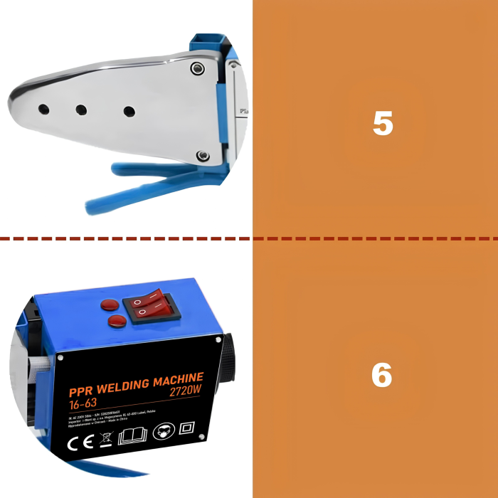 Aparat de sudura tevi VarioShop®, prin polifuziune, putere maxima 2720W, 7 matrite 16-63 mm, termostat 0-300°C, incalzire dubla independenta, accesorii si cutie metalica [8]