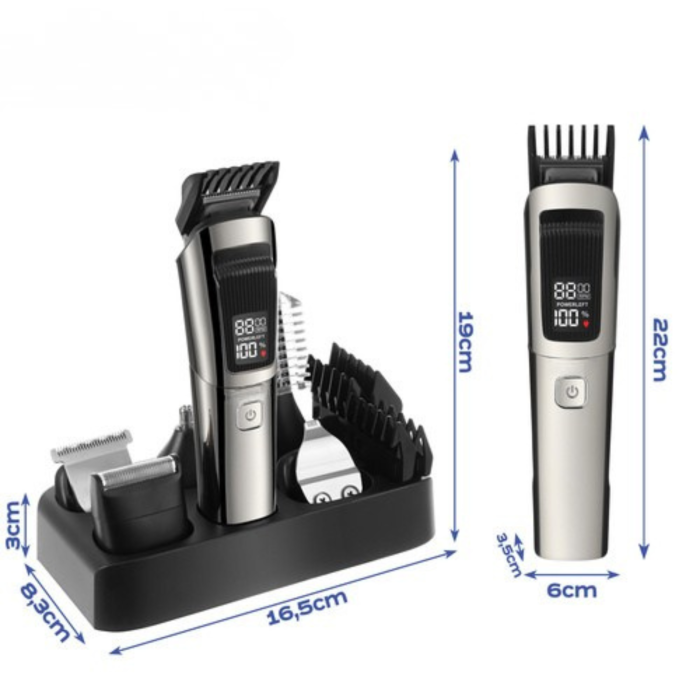 Aparat de tuns 8 in 1 VarioShop®, pentru par, barba si corp, IPX6, acumulator 600 mAh, autonomie 90 minute, incarcare USB-C, display digital, negru [12]
